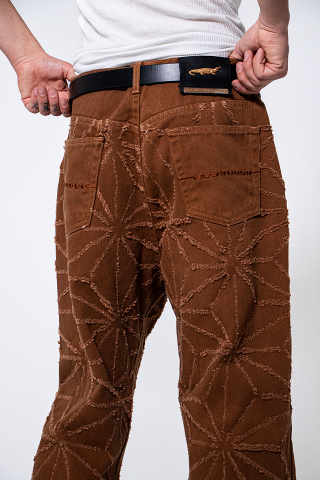 Mediums 1of1 star pattern distressed brown jeans - 36/32