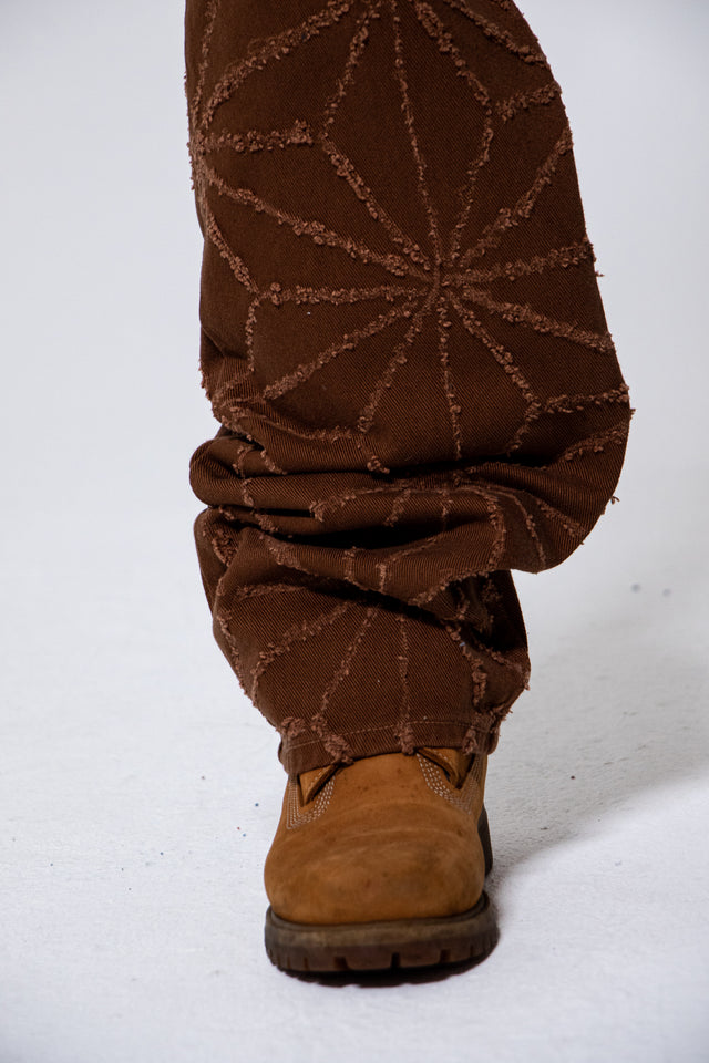 Mediums 1of1 star pattern distressed brown jeans - 36/32