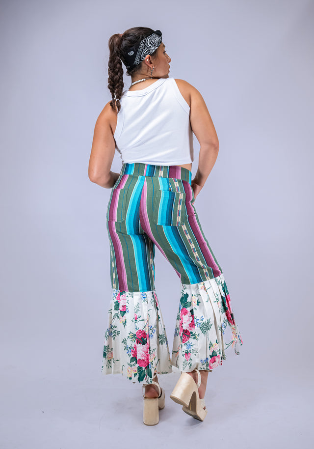 Mediums Collective Floral Mexican Serape Pleated Bell Bottom Pants - W34/L36