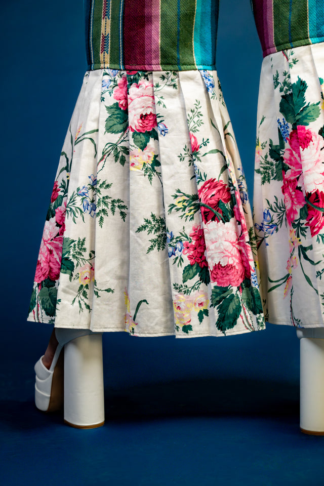 Mediums Collective Floral Mexican Serape Pleated Bell Bottom Pants and top Set