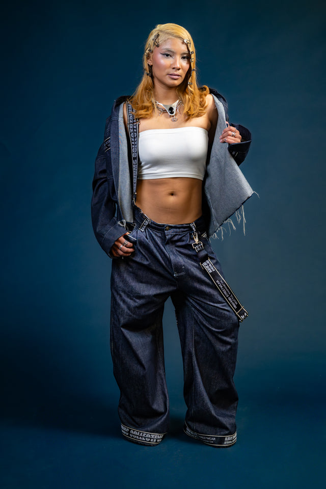 Mediums Collective Reflective Tape Navy Denim Set