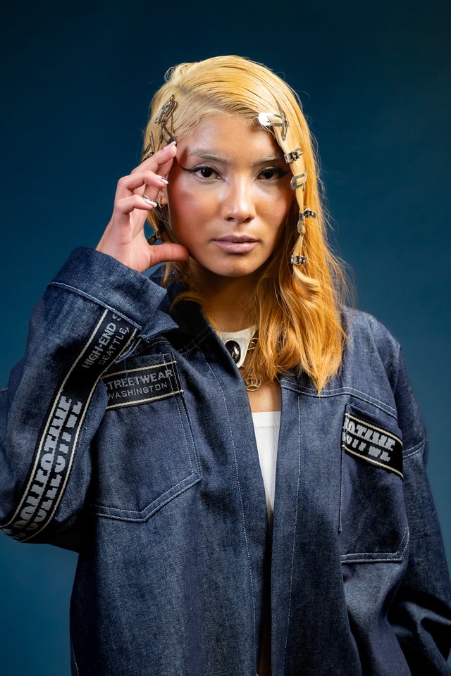 Mediums Collective Reflective Tape Navy Denim Set