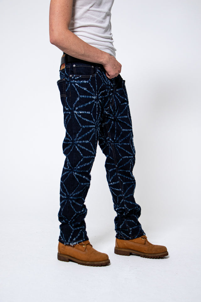 Mediums 1of1 star pattern distressed blue denim jeans - 38/30