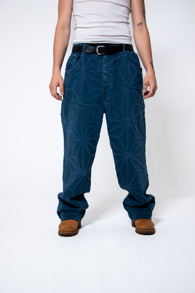 Mediums 1of1 star pattern distressed lake blue jeans - 42/30