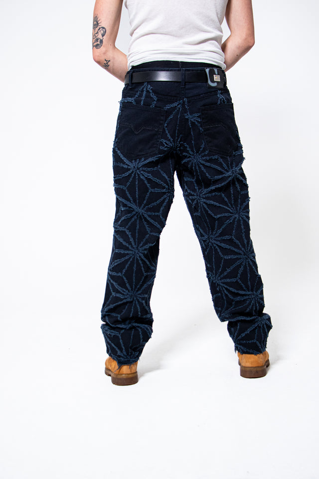 Mediums 1of1 star pattern distressed navy jeans - 34/30