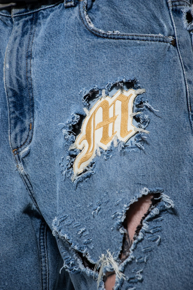 Mediums 1of1 Familia light blue distressed cut off jeans - 36/30