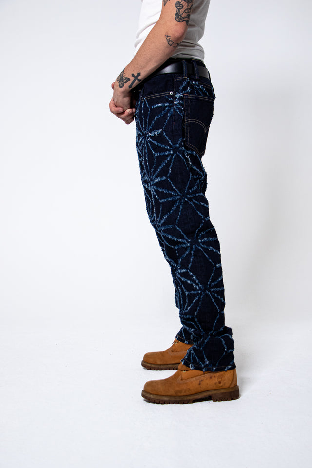 Mediums 1of1 star pattern distressed blue denim jeans - 38/30
