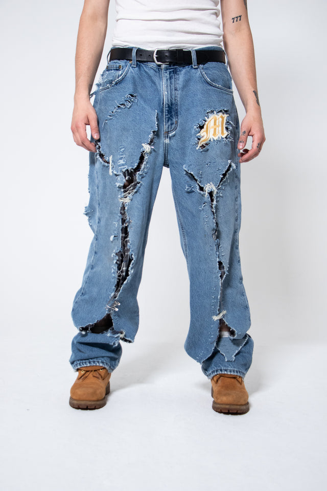 Mediums 1of1 Familia light blue distressed cut off jeans - 36/30