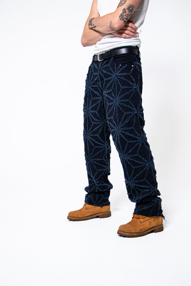Mediums 1of1 star pattern distressed navy jeans - 34/30