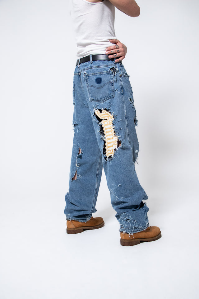 Mediums 1of1 Familia light blue distressed cut off jeans - 36/30