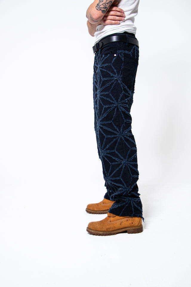 Mediums 1of1 star pattern distressed navy jeans - 34/30