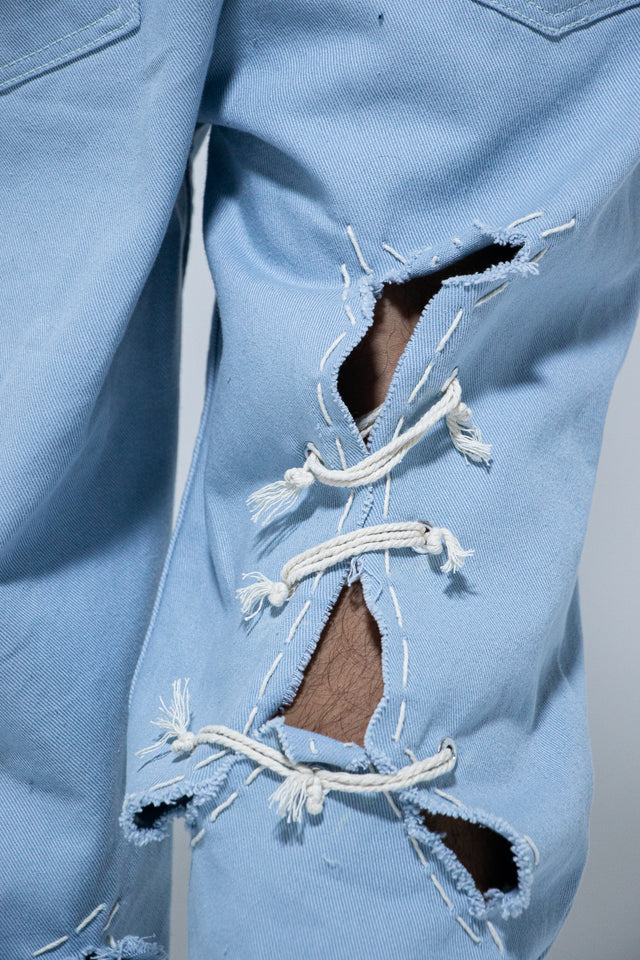 Mediums 1of1 Ripped & Distressed Baby Blue Jeans - Sz 32/30