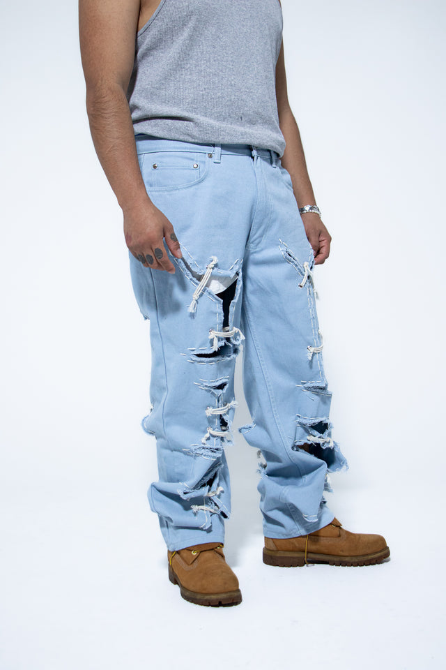 Mediums 1of1 Ripped & Distressed Baby Blue Jeans - Sz 32/30