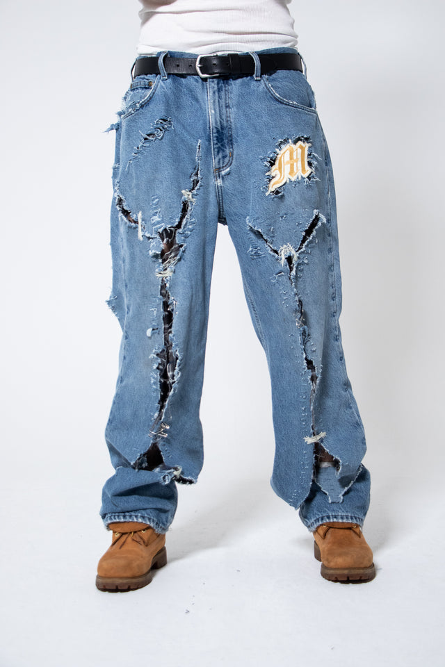Mediums 1of1 Familia light blue distressed cut off jeans - 36/30