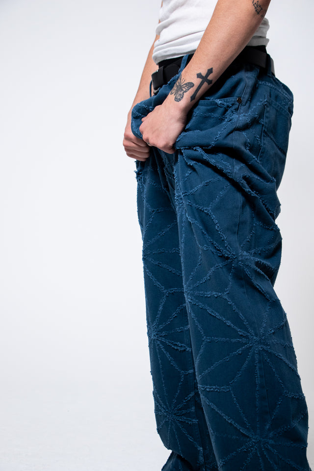 Mediums 1of1 star pattern distressed lake blue jeans - 42/30