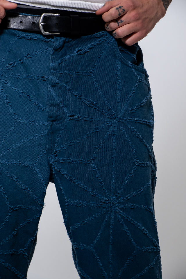 Mediums 1of1 star pattern distressed lake blue jeans - 42/30