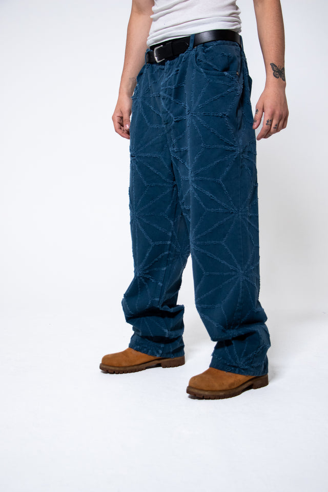 Mediums 1of1 star pattern distressed lake blue jeans - 42/30
