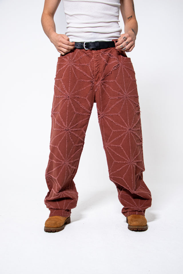 Mediums 1of1 Star pattern distressed brick colored jeans - 36/32