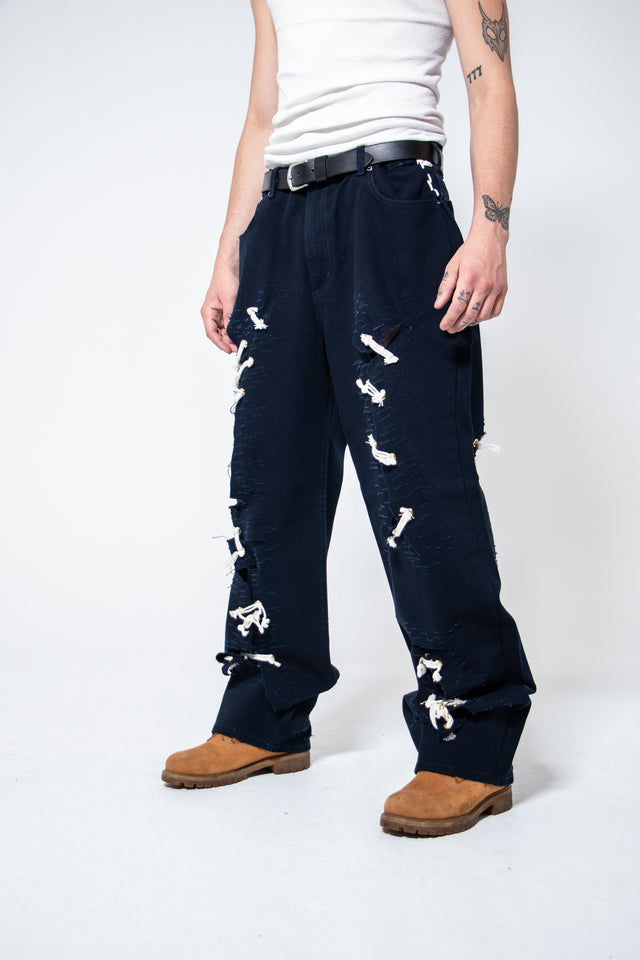 Mediums 1of1 distressed cut off blue jeans - 36/32
