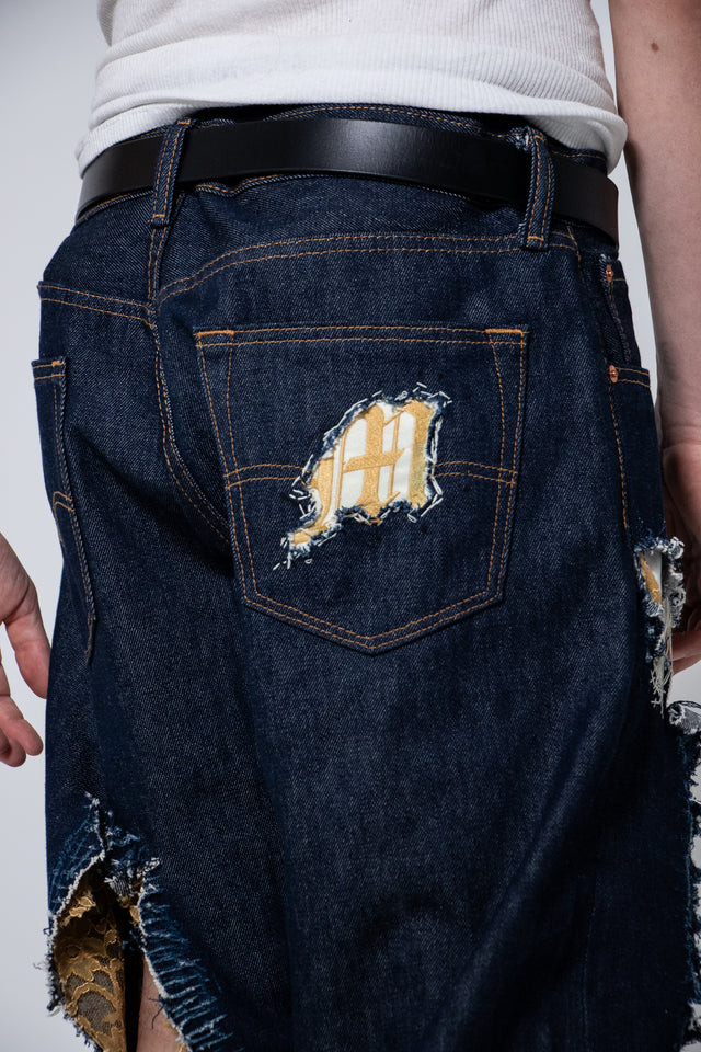 Mediums 1of1 distressed gold laced levy jeans - 38/32