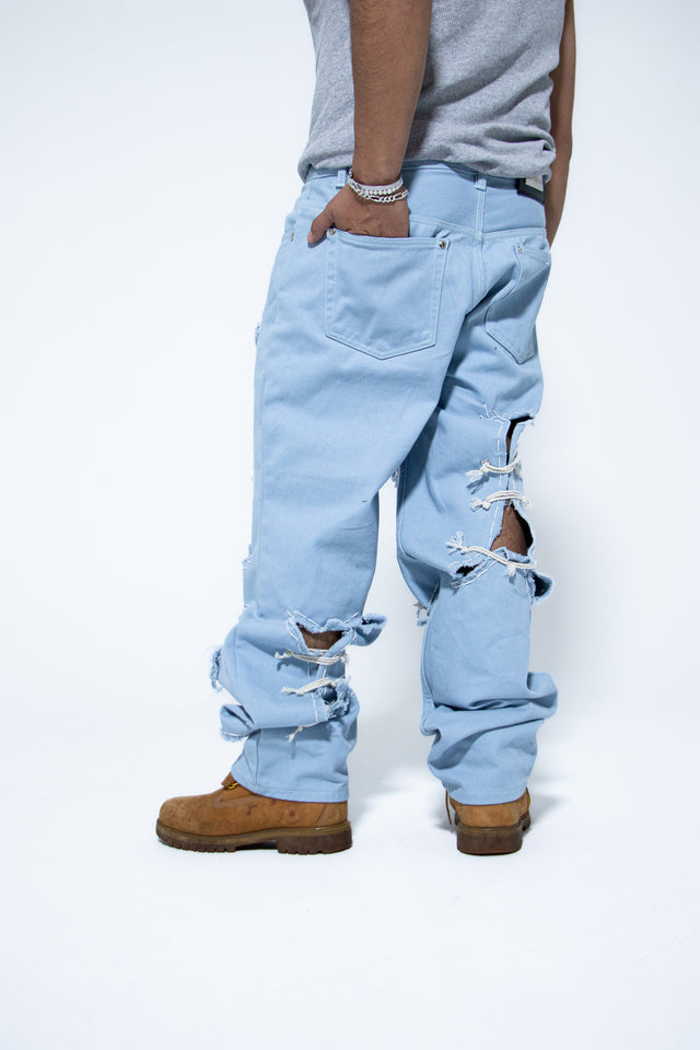 Mediums 1of1 Ripped & Distressed Baby Blue Jeans - Sz 32/30