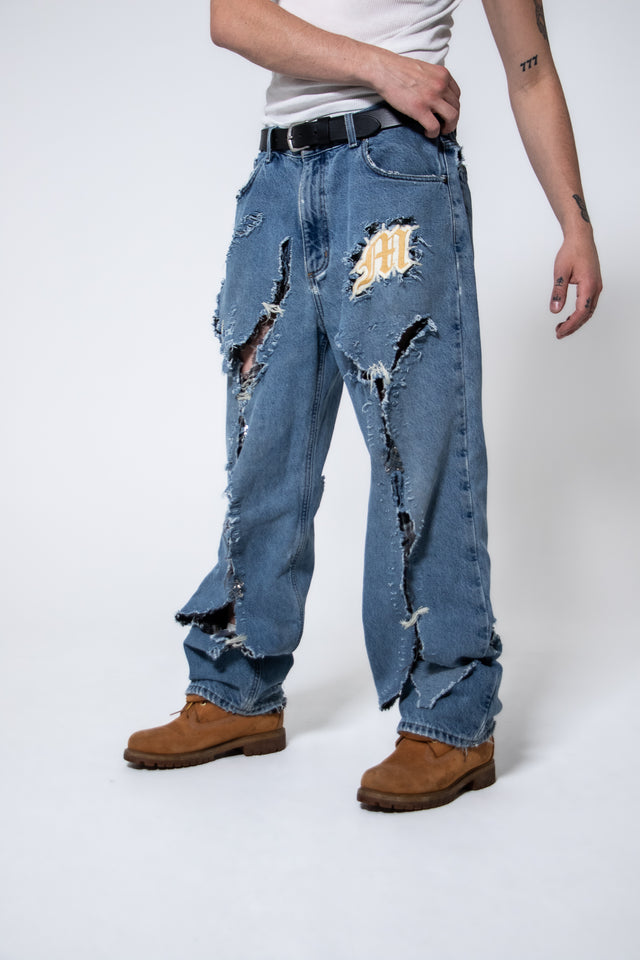 Mediums 1of1 Familia light blue distressed cut off jeans - 36/30