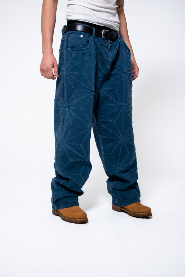 Mediums 1of1 star pattern distressed lake blue jeans - 42/30