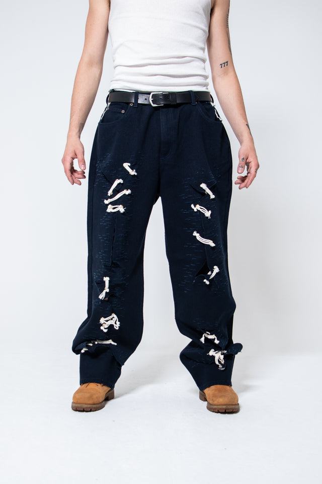 Mediums 1of1 distressed cut off blue jeans - 36/32