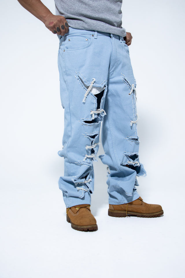Mediums 1of1 Ripped & Distressed Baby Blue Jeans - Sz 32/30