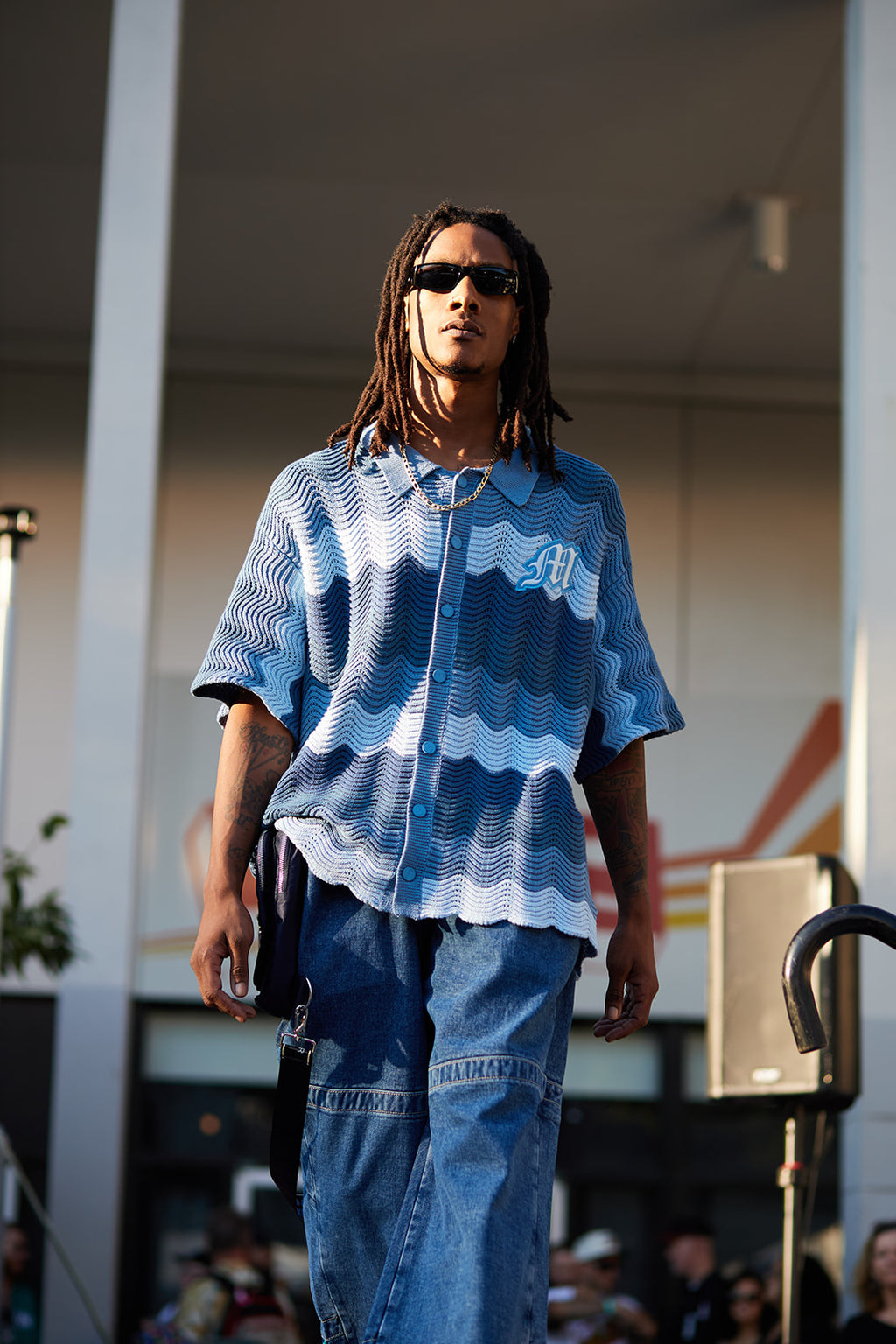 Blue Knitted Crochet Top - Mens – M E D I U M S