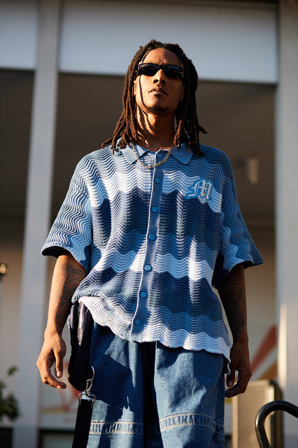 Blue Knitted Crochet Top - Mens – M E D I U M S Blue Knitted Crochet Top - Mens – M E D I U M S