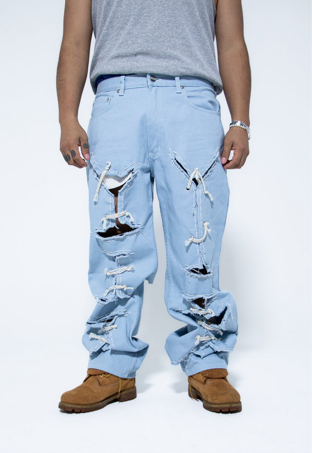 Mediums 1of1 Ripped & Distressed Baby Blue Jeans - Sz 32/30