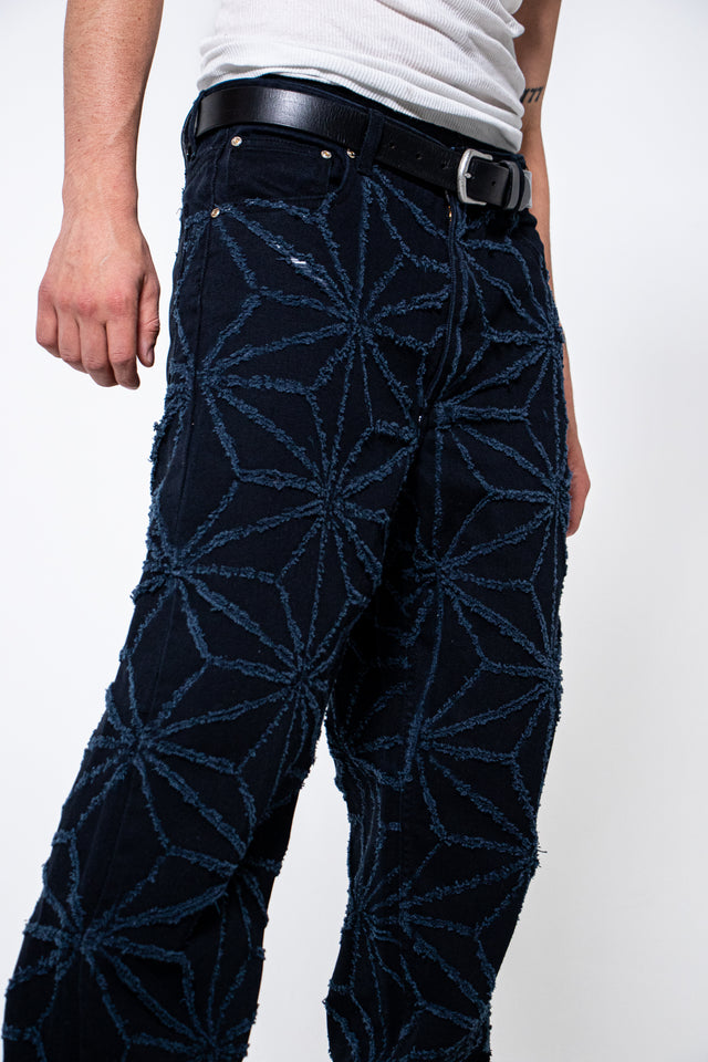 Mediums 1of1 star pattern distressed navy jeans - 34/30