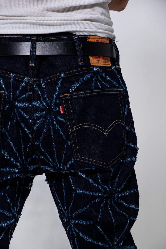 Mediums 1of1 star pattern distressed blue denim jeans - 38/30