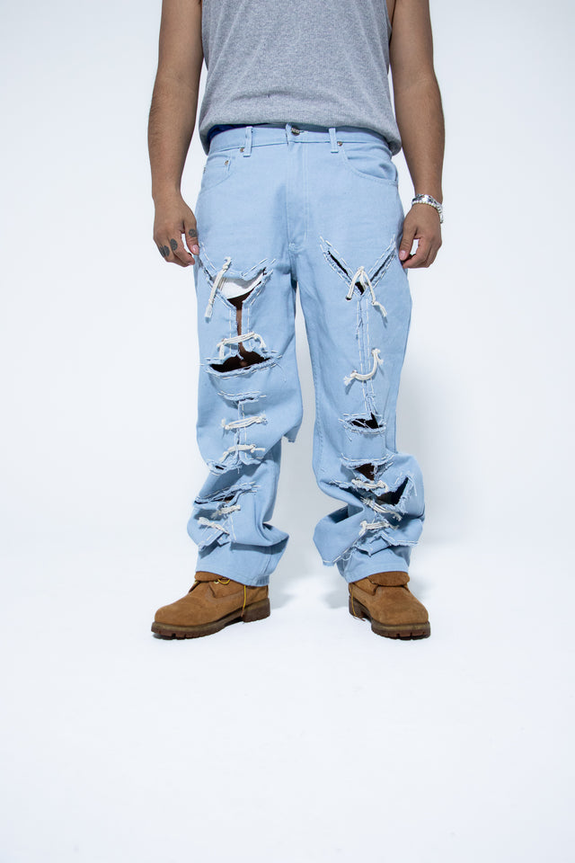 Mediums 1of1 Ripped & Distressed Baby Blue Jeans - Sz 32/30
