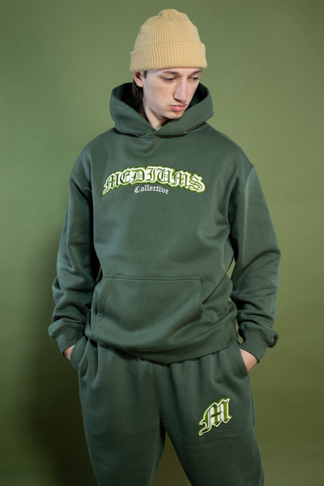 Mediums Old English Hoodie - Forest Green