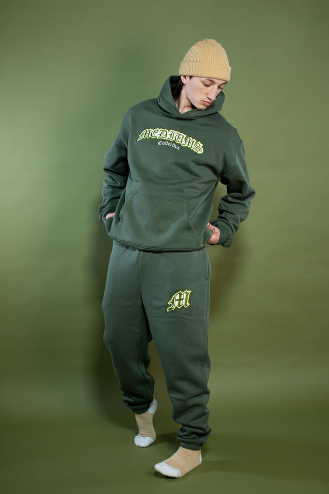 Mediums Old English Hoodie - Forest Green