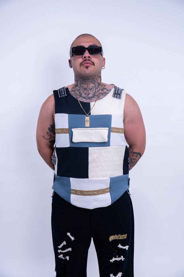 Mediums Collective Tactical Patchwork Fleece Vest - Sz L