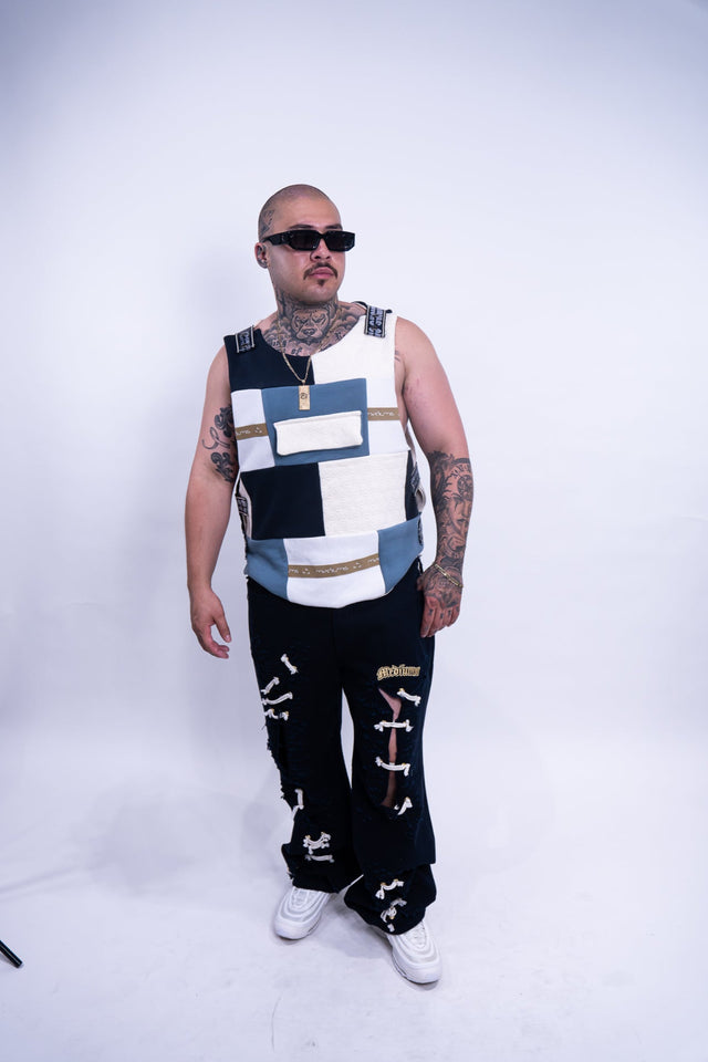 Mediums Collective Tactical Patchwork Fleece Vest - Sz L