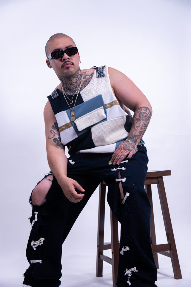 Mediums Collective Tactical Patchwork Fleece Vest - Sz L