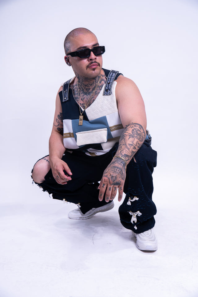 Mediums Collective Tactical Patchwork Fleece Vest - Sz L