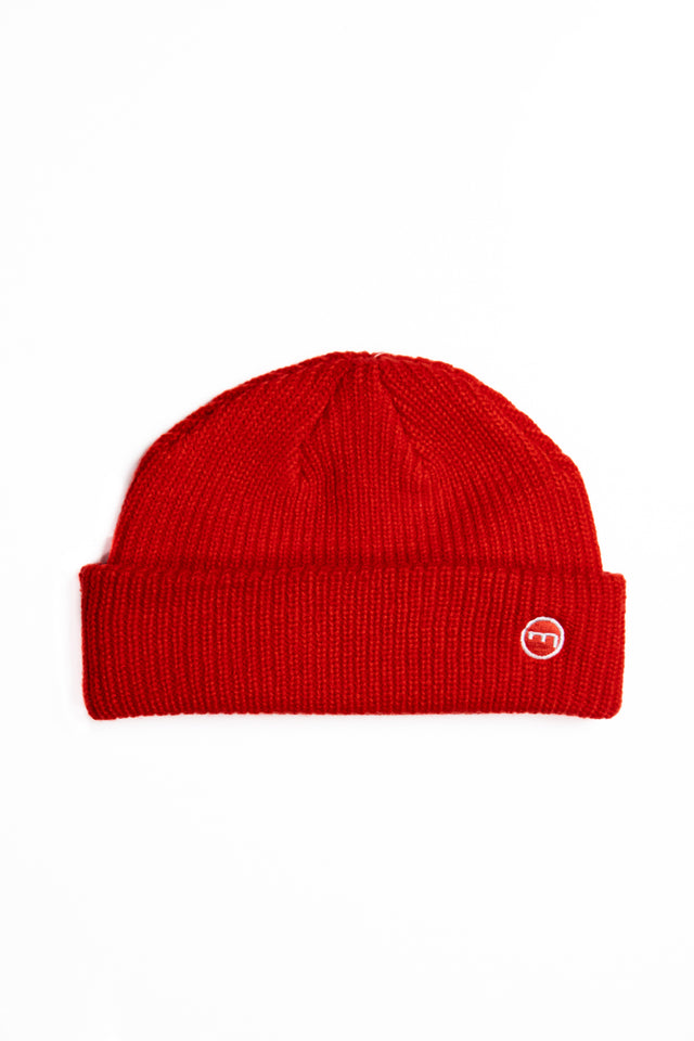 Meduims Token Knit Beanie - RED