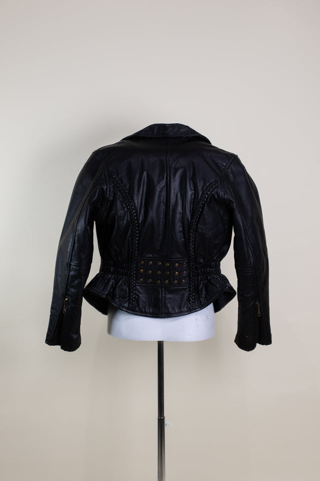 Vintage Black AMERICAN TOP Leather Jacket - S