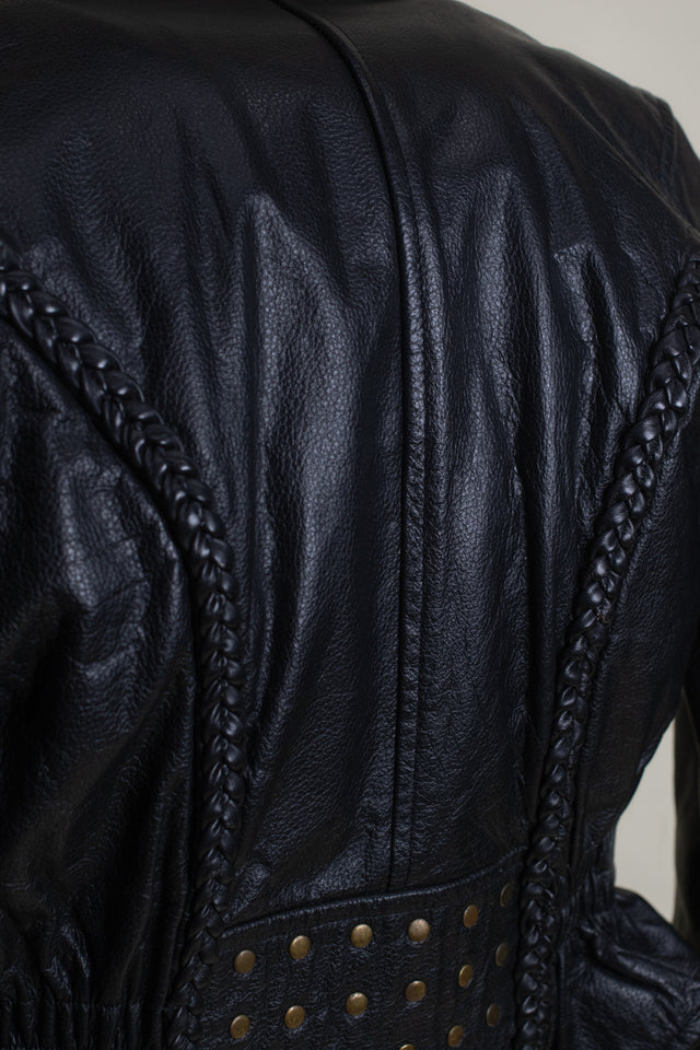 Vintage Black AMERICAN TOP Leather Jacket - S
