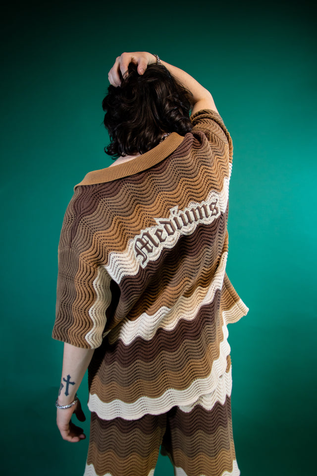 Brown Knitted Crochet Shorts - Mens