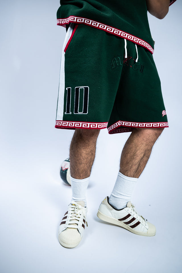 Mexico jersey set, Raza jersey, Mexican streetwear, Mediums Collective, Latino streetwear, Mexico soccer jersey, fútbol fashion, Mexico outfit, World Cup Mexico outfit, Mexican inspired clothing, green white red jersey, matching jersey shorts set, men’s streetwear set, Latino fashion brand, Seattle streetwear, cultural streetwear, Mexican heritage apparel, Raza clothing, Mexico number 10 jersey, eagle graphic jersey, fútbol streetwear, festival outfit, match day outfit.