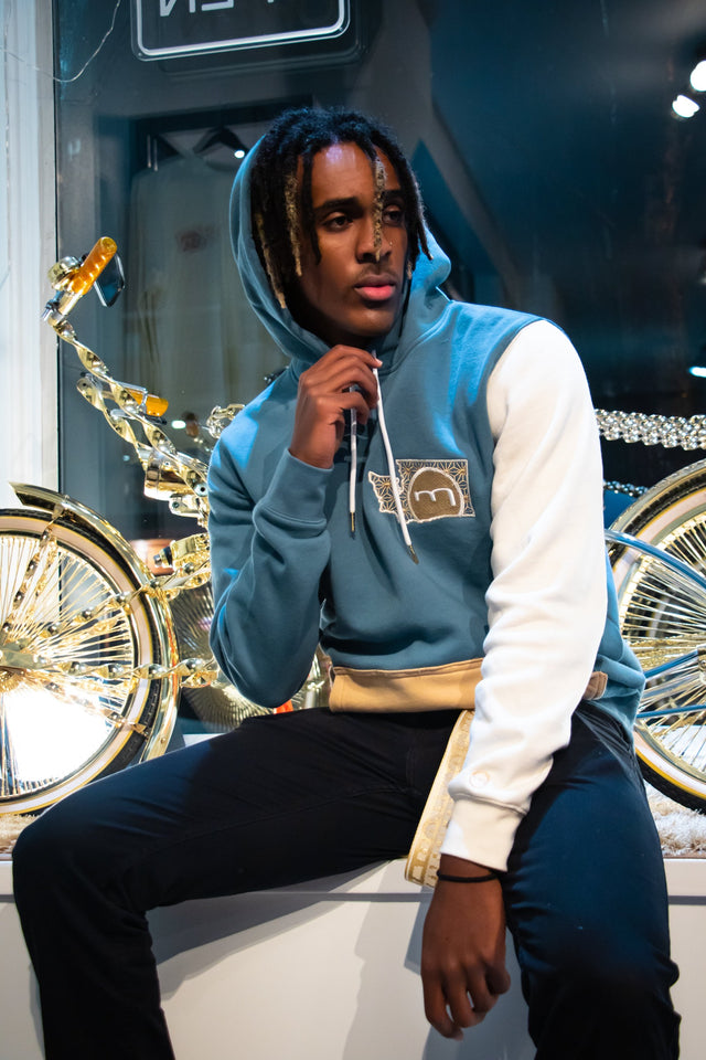 Mediums Collective Colorblock Hoodie - Blue/Tan/Cream