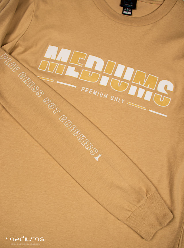 long sleeve, brown, latte, tshirt, spring collection, chess not checkers, premium, cotton, mediums, mediumscollective, designer shirts, streetwear, urbanwear, hiphop fashion,