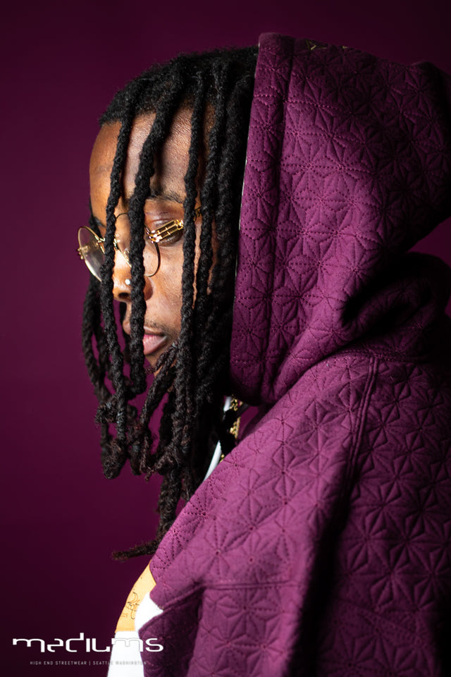 QUILTED HOODIE, maroon, mediumscollective, highend, streetwear, hoodie, mens fashion, women fashion, premium comfort, maroon, quilted, streetwear brand, cotton, designer brand, fashion designer, local, mediums, seattle brand,