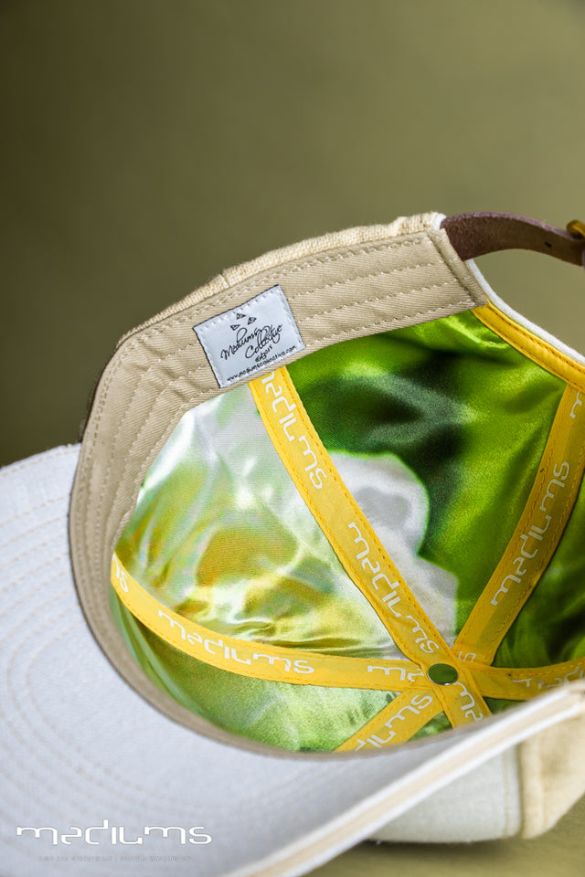 hemp hat, baseball cap, olive, hemp, satin lining, mediums, mediumscollective, mediums collective